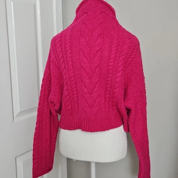 Pilcro Anthropologie Women's Pink Mock-Neck Cable-Knit Sweater Size XS - Picture 9 of 11